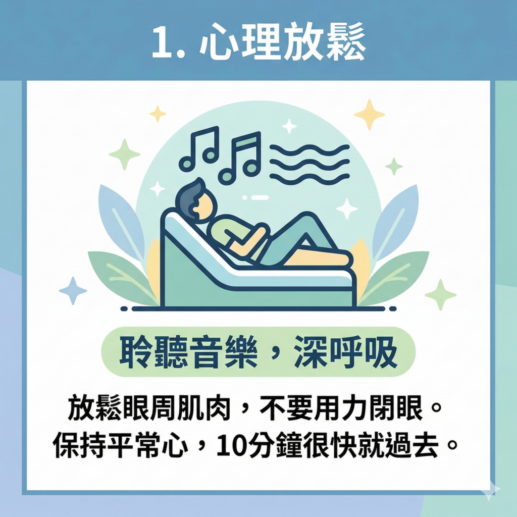 陳冠博醫師白內障術中配合小提醒-聆聽音樂深呼吸-局部麻醉技術-高雄白內障推薦