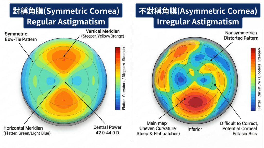 Corneal Topography regular vs irregular astigmatism