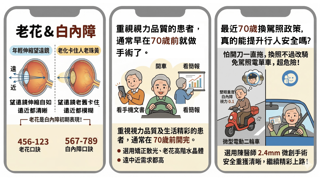 Driver's license renewal at age 70 vision requirement cataract surgery