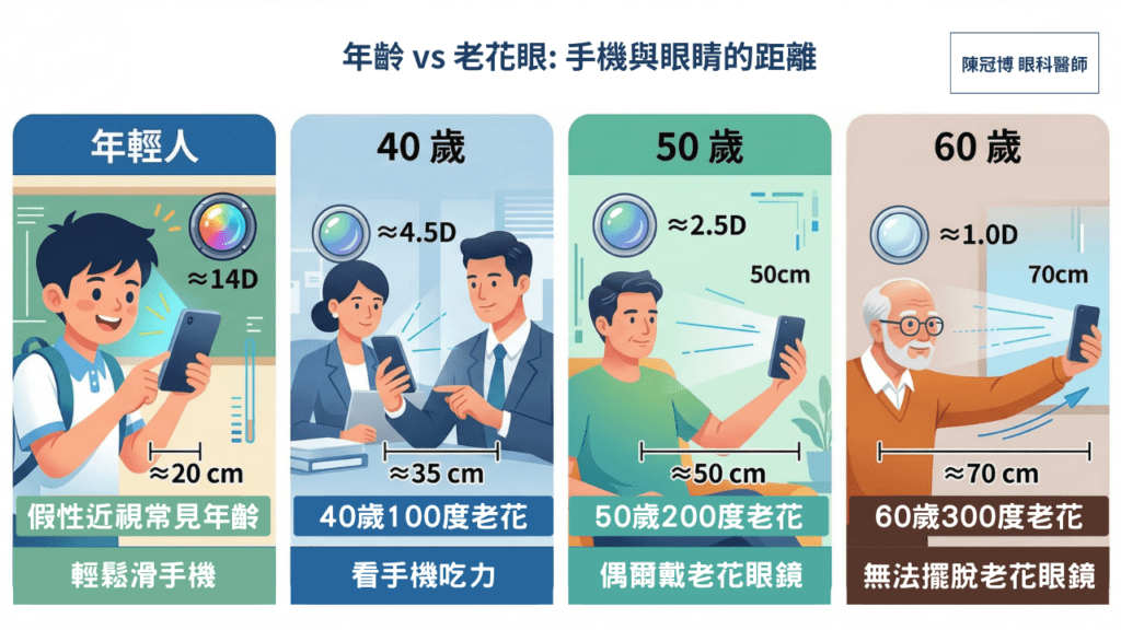 Accommodation young pseudomyopia to old presbyopia