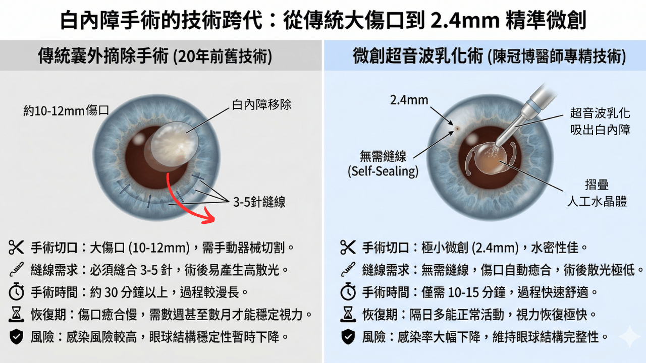 高雄白內障微創手術對比-2.4mm無縫線技術-陳冠博醫師