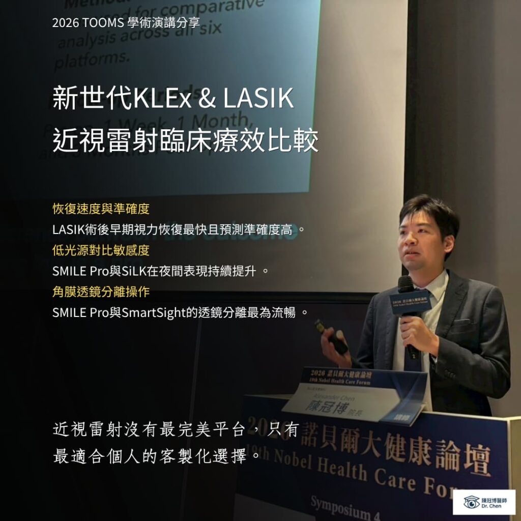 陳冠博醫師於TOOMS眼科學術演講分享: 新世代KLEx&LASIK 近視雷射臨床療效比較