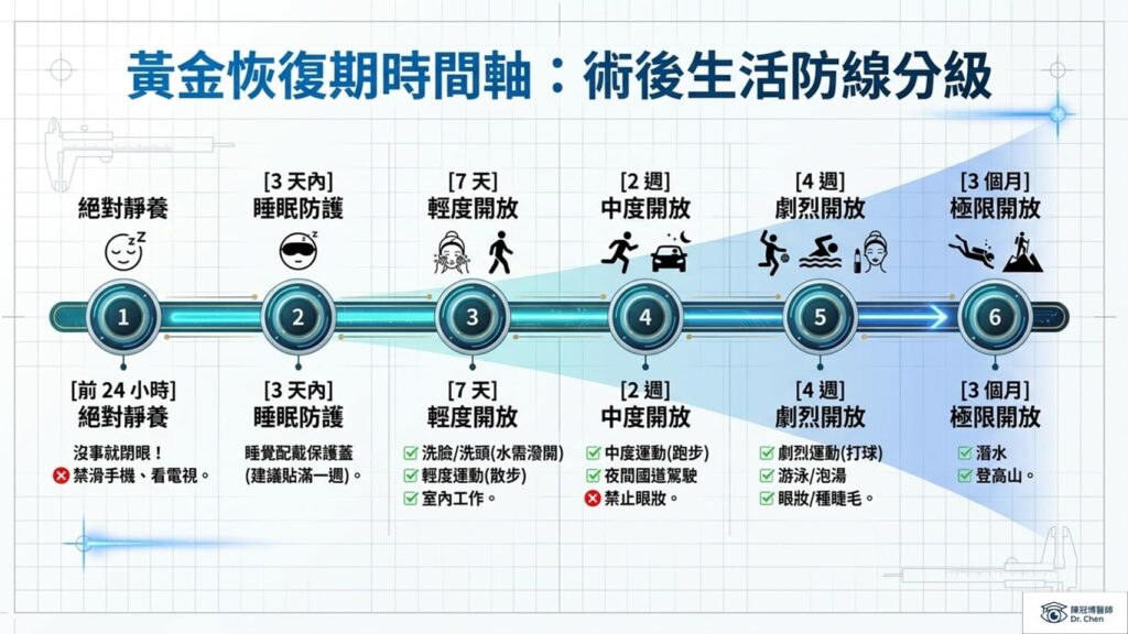 近視雷射術後自我照護時間軸