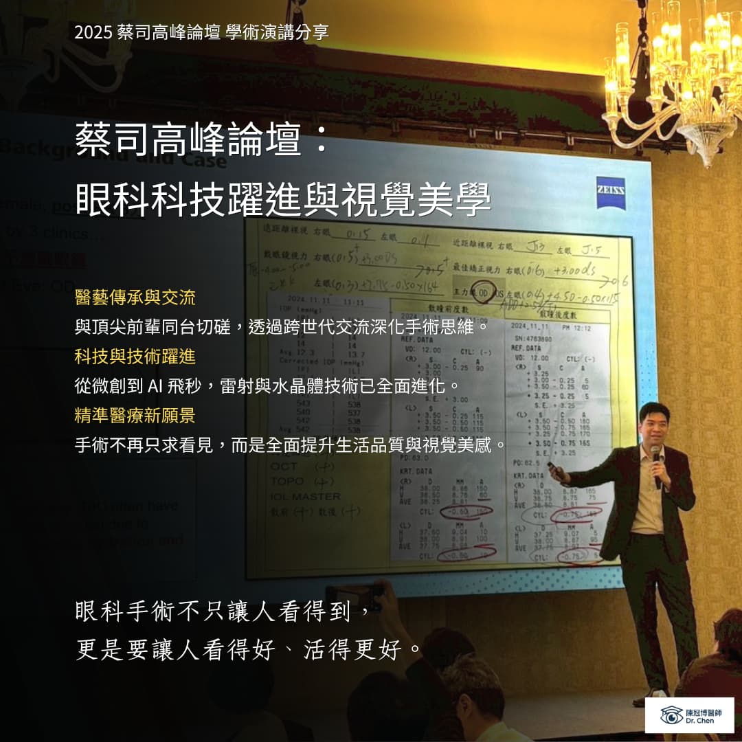 陳醫師於蔡司高峰論壇演講:眼科科技躍進 與視覺美學